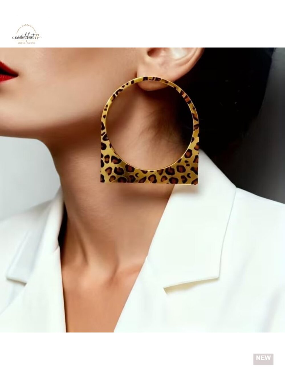 Chunky Large Statement Geometric Hoop Earrings, Stainless Steel Lightweight - Picture 6 of 6